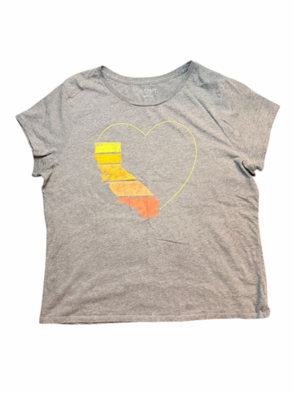 Old Navy XXL Women’s Graphic Tee California Heart Gray Short Sleeve Size XXL